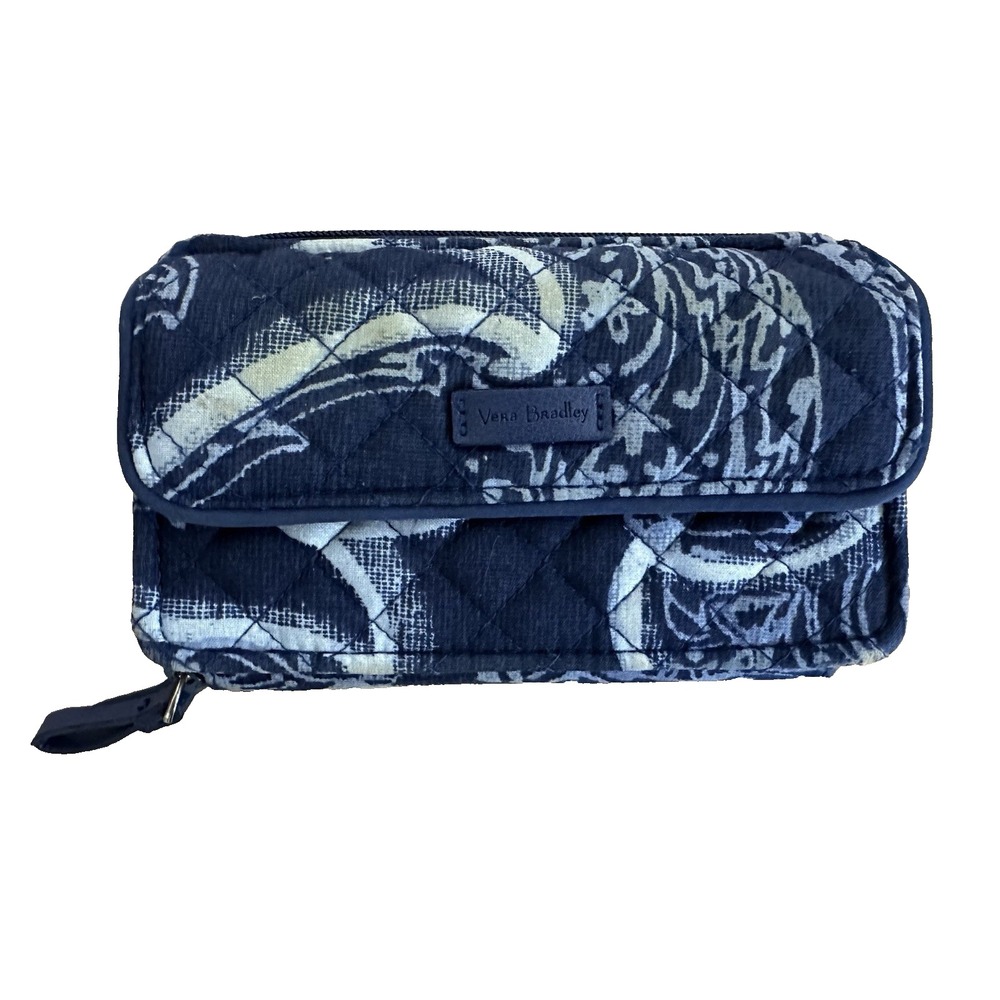 Vera Bradley Wallet Wristlet Blue Paisley Quilted RFID